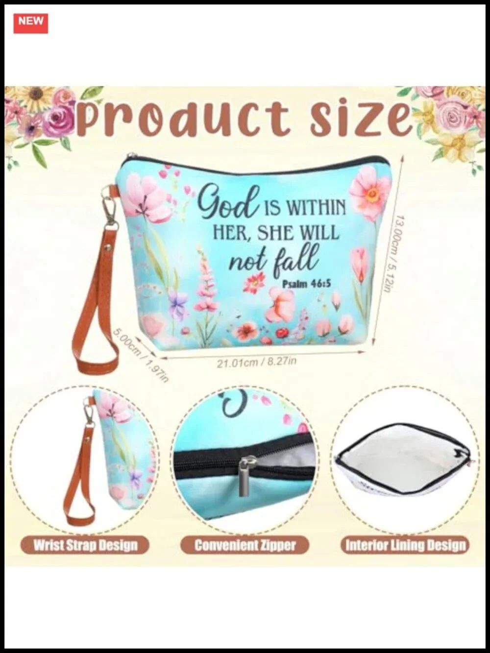 4 Christian Wristlet Bags Bible Verse Canvas Cosmetic Pouch Gift